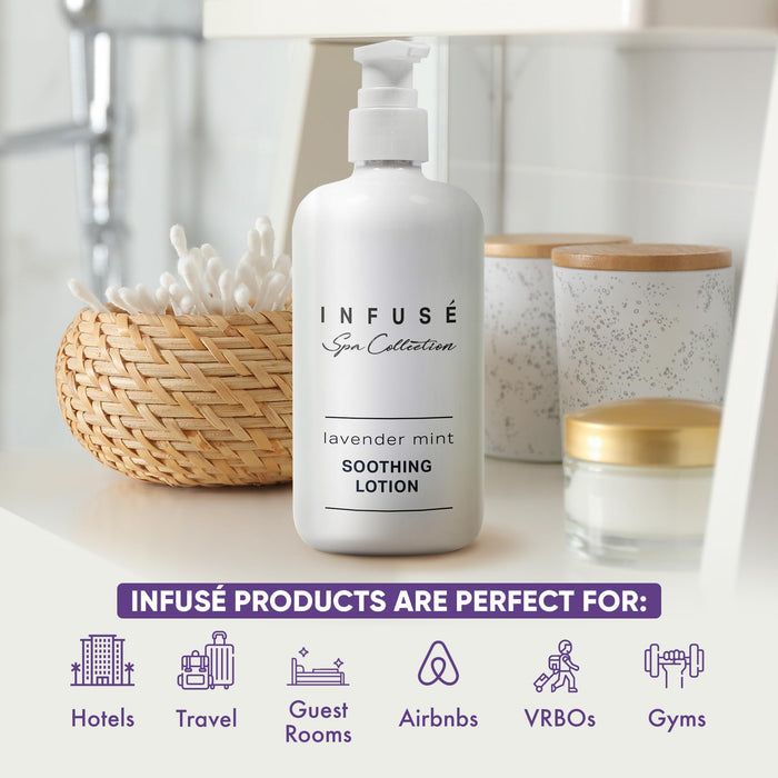 Infuse Lavender Mint Lotion | Spa Collection | Hotel Amenities in Pump Bottle | 10.14 oz. / 300 ml (Case of 12)