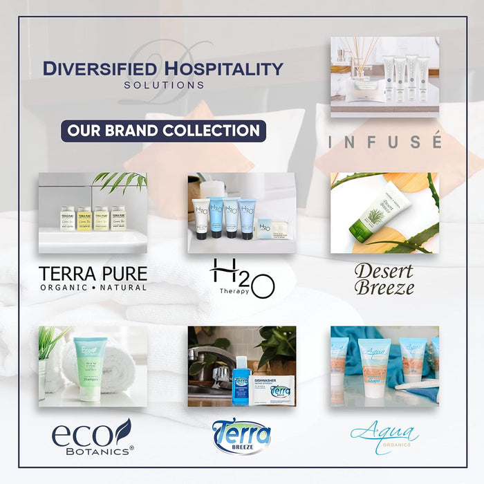Terra Pure Eco Botanics Hotel Soaps and Toiletries Bulk Set | 1-Shoppe All-In-Kit Amenities for Hotels |0.85oz Shampoo & Conditioner, Body Wash, Body Lotion & 0.89oz Bar Soap Travel Size | 75 Pieces