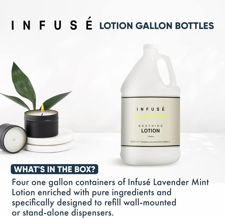 Lotion | Infuse Lavender Mint Hotel | 1 Gallon | for Hospitality & Vacation Rentals to Refill Dispensers | (4 Gallons)