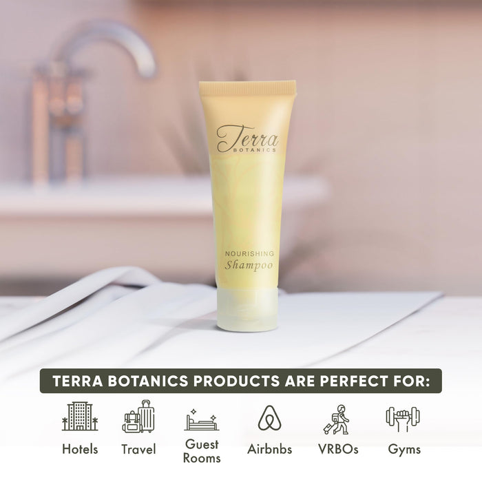 Terra Botanics Shampoo | 1 oz. Frosted Tube With Flip Cap | Eriched with Organic Honey And Aloe Vera | (Case of 300)
