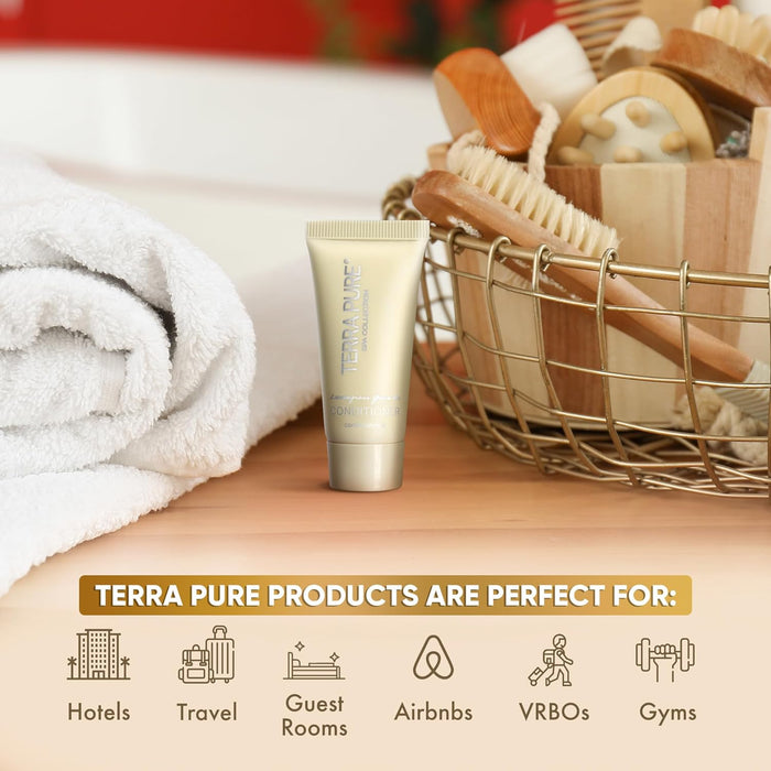 Terra Pure Spa Collection Bulk Set Toiletries | Amenities for Guest Hospitality, Vacation Rental Properties, AirBnBs, Gyms, Airport |Luxury Travel-Size Hotel Conditioner 0.85 oz Tubes (Case of 100)