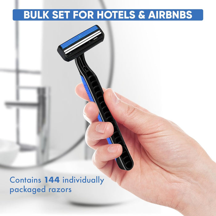 Double Blade Shaving Razor | Individually Wrapped | Disposable for Hotel & Hospitality (Case of 144)