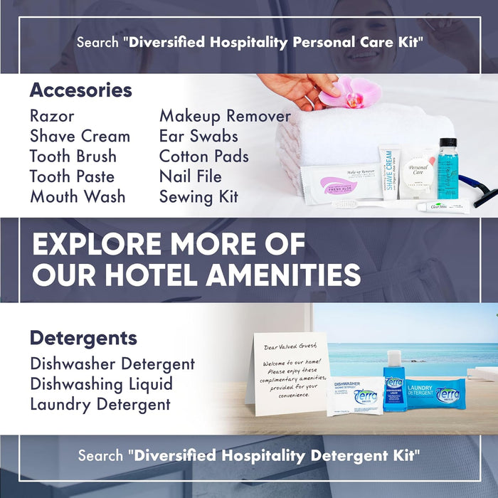 H2O Therapy Hotel Soaps and Toiletries Bulk Set | 1-Shoppe All-In-Kit Amenities for Hotels & Airbnb | 0.85 oz Hotel Shampoo & Conditioner, 1 oz Bar Soap Travel Size | 150 Pieces