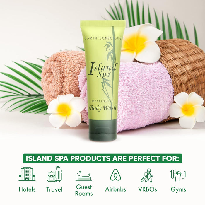 Island Spa Body Wash Hospitality Size 1.7 oz. Tube with Flip Cap, Enriched with Organic Aloe Vera (Case of 200)