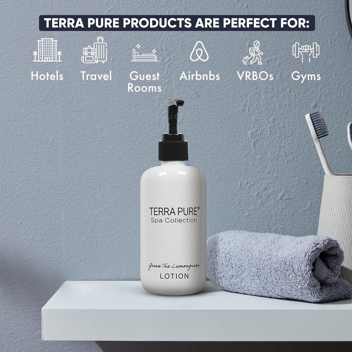 Terra Pure Lotion | Spa Collection | Hotel Amenities in Pump Bottle | 10.14 oz. / 300 ml (Case of 12)