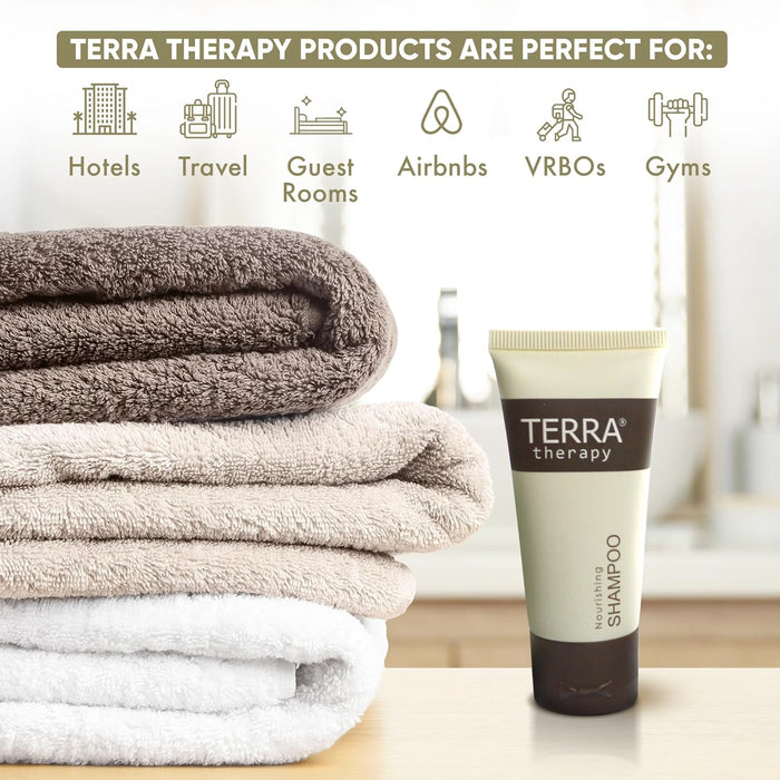 Terra Therapy Shampoo | Amenities for Hotel Motel AirBnB VRBO | Travel Size Hotel Toiletries | 1 oz Flip Cap (Case of 300)