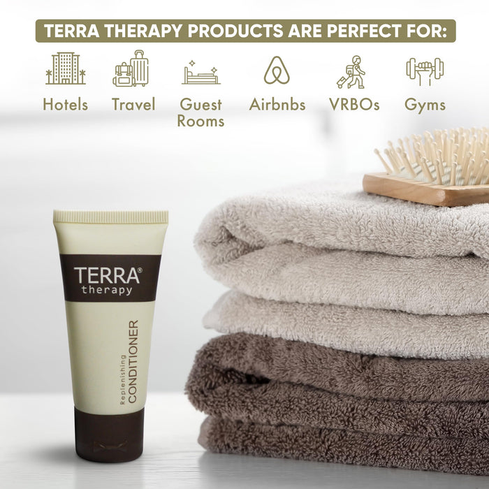 Terra Therapy Conditioner | Amenities for Hotel Motel AirBnB VRBO | Travel Size Hotel Toiletries | 1 oz Flip Cap (Case of 300)