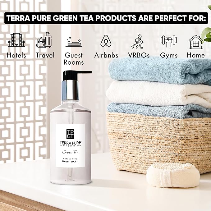 Terra Pure Green Tea Body Wash, 10.14 oz. With Organic Honey And Aloe Vera (Single)