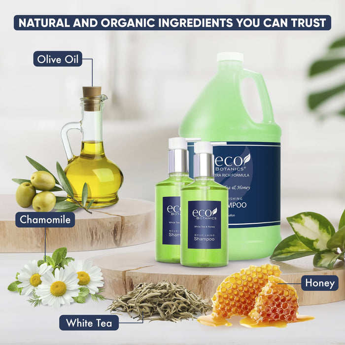 Eco Botanics Gallon & Dispenser Set | 1-Shoppe All-In-Kit | Shampoo Conditioner Body Wash Gallon | Refillable 10.14 oz. Matching Pump Bottles