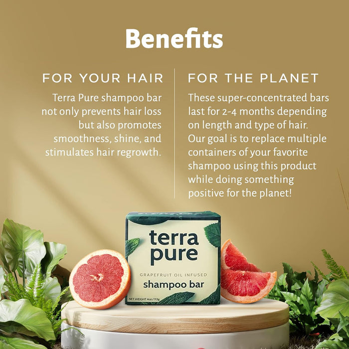 Terra Pure Shampoo Bar | Oil Infused by 1-Shoppe | Plastic Free, Soap Free, Vegan, Plant Based, Sustainable, Eco-Friendly, & Zero Waste