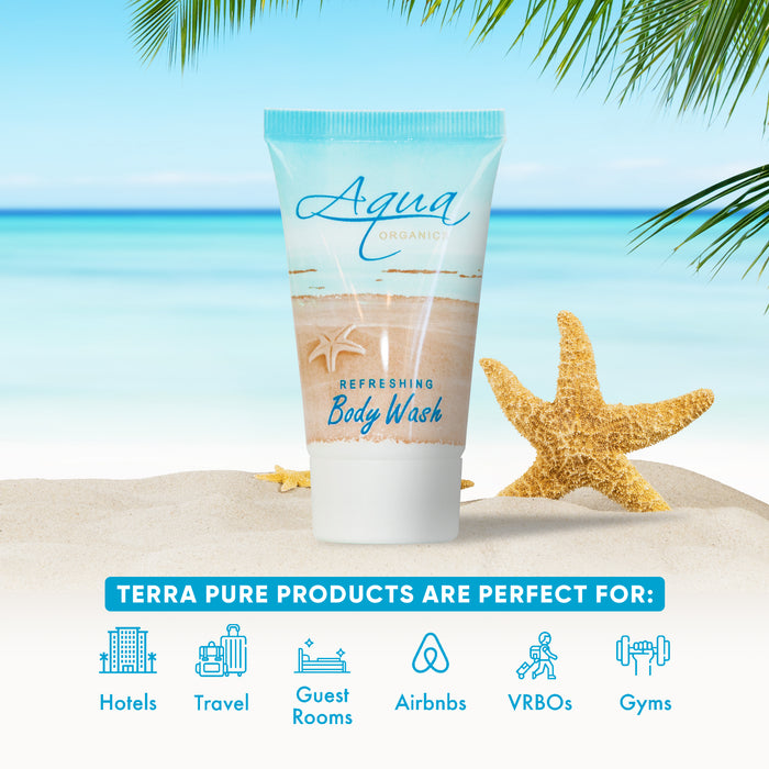 Aqua Organics Body Wash, Travel Size Beach Hotel Amenities, 1 oz (Case of 300)