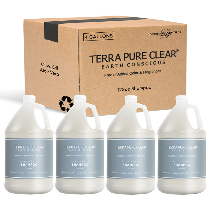 Terra Pure 1-Shoppe Clear Color and Fragrance Free Gallon Size Shampoo | 4 Gallons