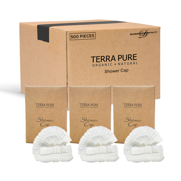 Terra Pure Green Tea Shower Cap Recycled Paper, Soy Ink Box (Case of 500)