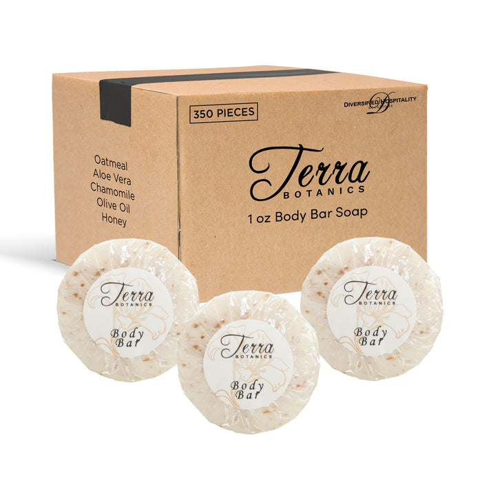 Terra Botanics 1 oz Hospitality Size Soap, Enriched with Organic Oatmeal and Honey, for Travel or Guest Bath (Case of 350)