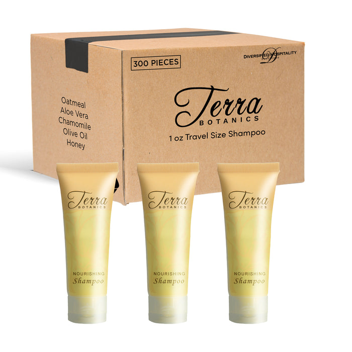 Terra Botanics Shampoo | 1 oz. Frosted Tube With Flip Cap | Eriched with Organic Honey And Aloe Vera | (Case of 300)