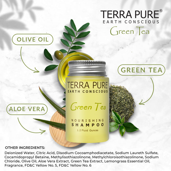 Terra Pure Green Tea Shampoo, 1.2 oz. In Jam Jar With Organic Honey And Aloe Vera (Case of 300)