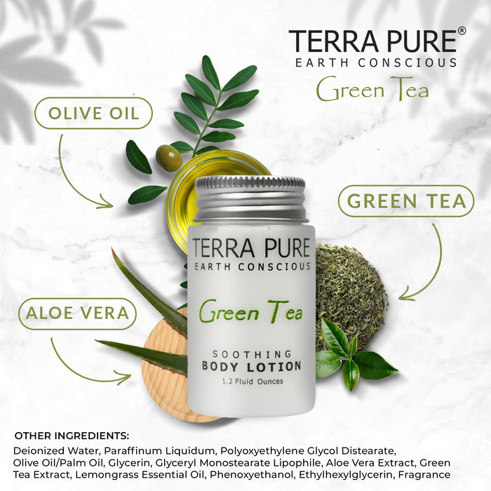 Terra Pure Green Tea Lotion | 1.2 oz. In Jam Jar | Enriched with Organic Honey And Aloe Vera | (Case of 300)