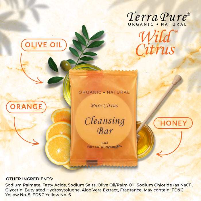 Terra Pure Wild Citrus Cleansing Bar, Travel Size Hotel, 0.5 oz (Case of 400)