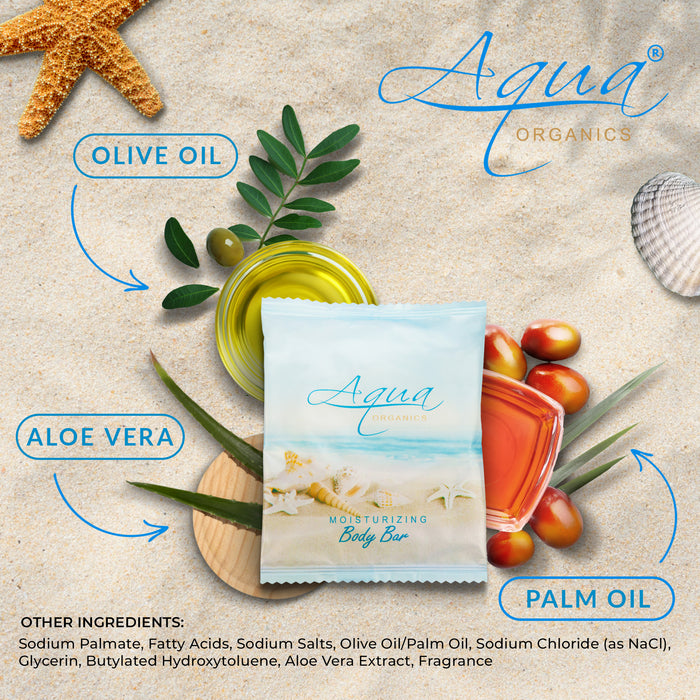 Aqua Organics Bar Soap, Travel Size Beach Hotel Amenities, 1 oz (Case of 500)