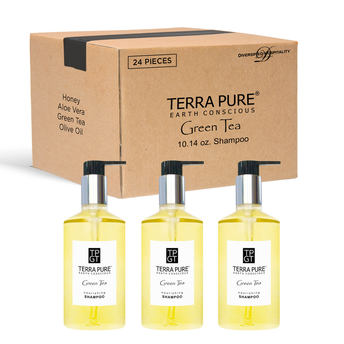 Terra Pure Green Tea Shampoo, 10.14 oz. With Organic Honey And Aloe Vera (Case of 24)