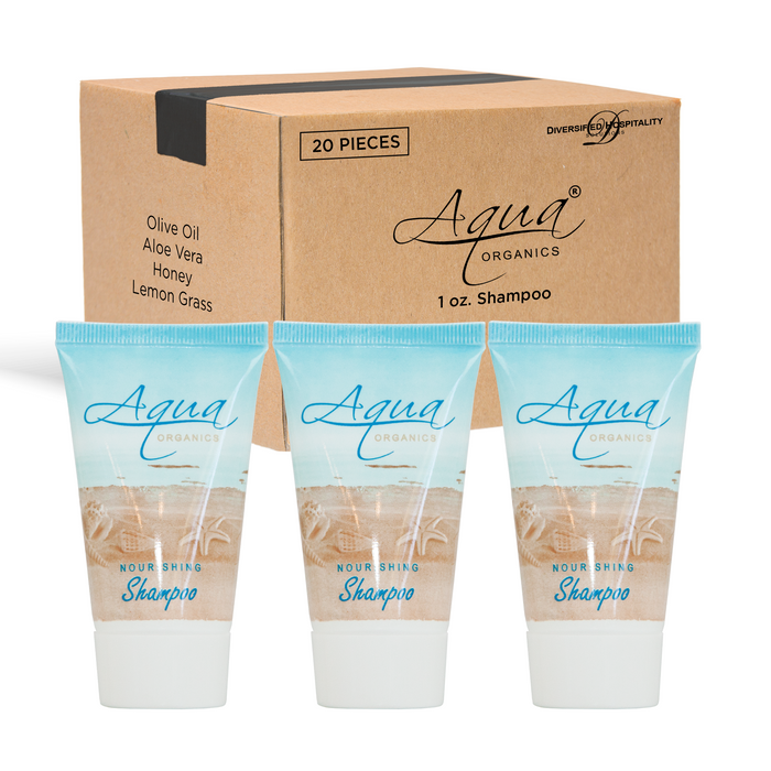 Aqua Organics Shampoo, Travel Size Hotel Amenities, 1 oz (Case of 20)