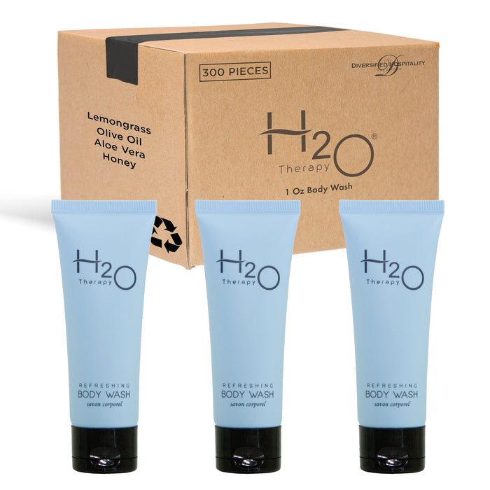 H2O Therapy Body Wash Soap, Travel Size Hotel Hospitality, 1 oz (Case of 300)