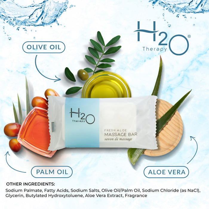 Travel Size Hotel Bar Soap 400 Count 1 oz Massage Bars Guest Amenities for Hotels Vacation Rentals and Short Term Rentals Paraben Free Green Tea Scent Infused with Aloe and Olive Oil by H2O Therapy