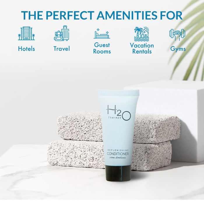 Travel Size Hotel Conditioner 300 Count 0.85 oz Bottles Guest Amenities for Hotels Vacation Rentals and Short Term Rentals Paraben Free Green Tea Scent Infused with Aloe and Olive Oil by H2O Therapy)