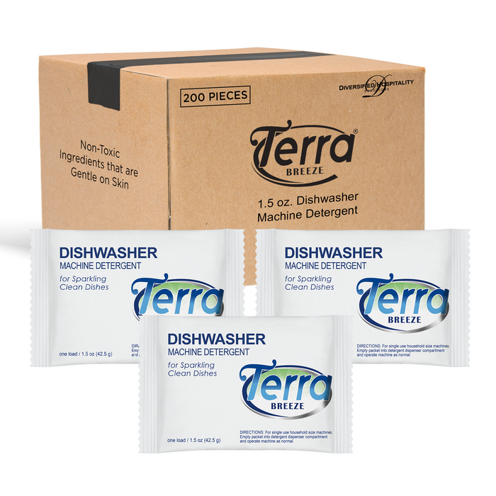 Terra Breeze Automatic Dishwasher Detergent Powder - 1.5 oz Packets (200 packs)