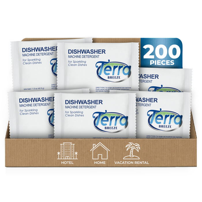Terra Breeze Automatic Dishwasher Detergent Powder - 1.5 oz Packets (200 packs)