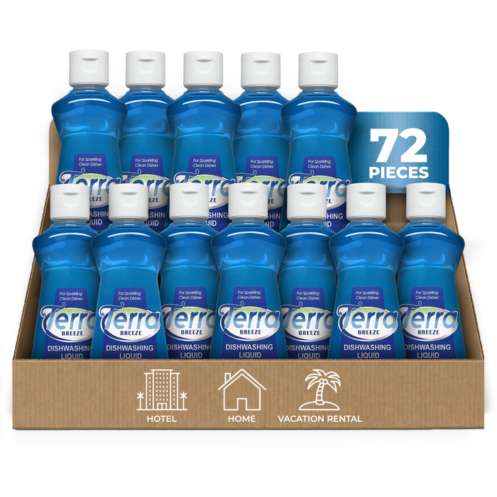 Terra Breeze Hotel Liquid Dish Soap Detergent | Mini Size 3.5 oz. | (Case of 72)