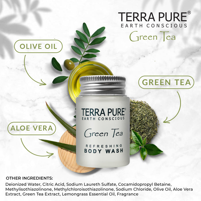 Terra Pure Green Tea Body Wash, 1 oz. In Jam Jar With Organic Honey And Aloe Vera (Case of 300)