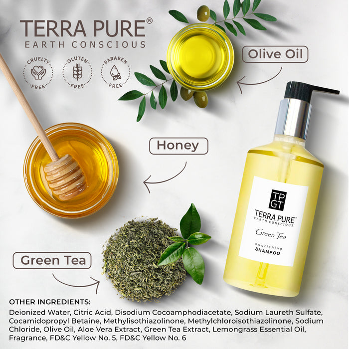 Terra Pure Green Tea Shampoo, 10.14 oz. With Organic Honey And Aloe Vera (Case of 24)