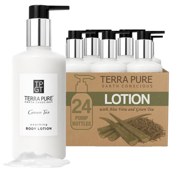 Terra Pure Green Tea Lotion, 10.14 oz. With Organic Honey And Aloe Vera (Case of 24)