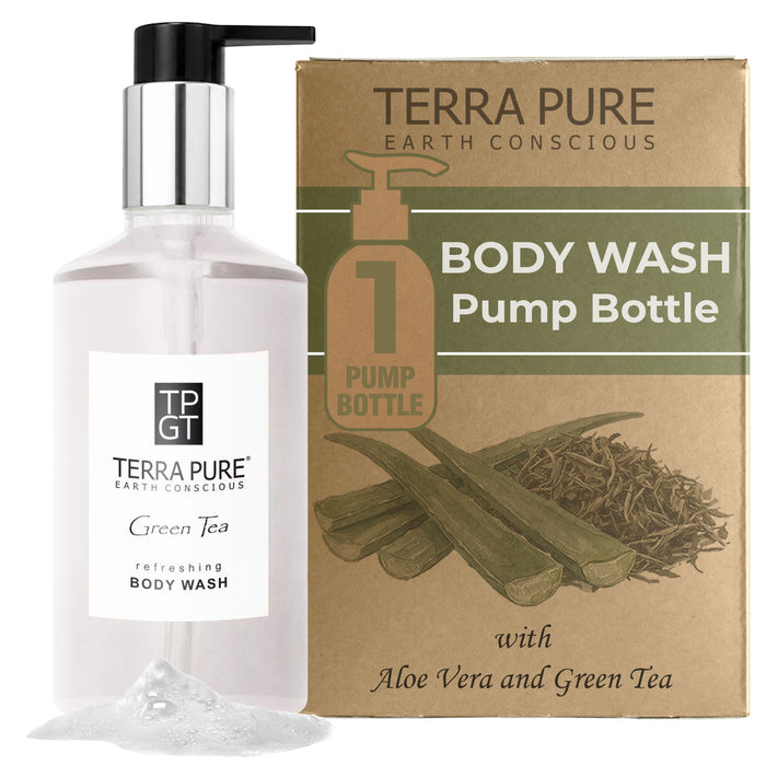 Terra Pure Green Tea Body Wash, 10.14 oz. With Organic Honey And Aloe Vera (Single)