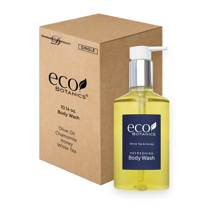 Eco Botanics Body Wash, Retail Size Hotel Amenities, 10.14 oz. (Single)
