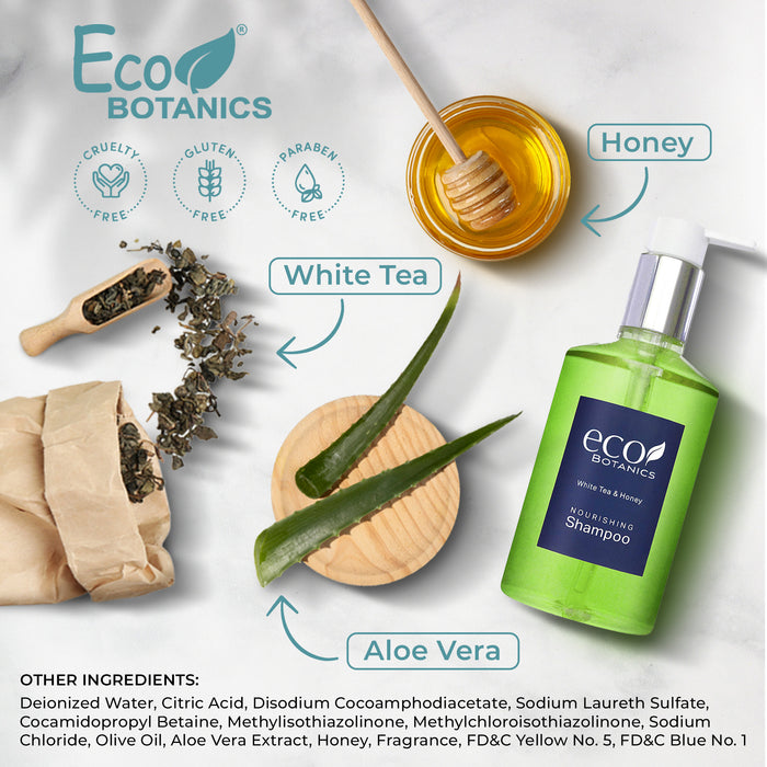 Eco Botanics Shampoo, White Tea & Honey Retail Size Hotel Amenities, 10.14 oz. (Single)