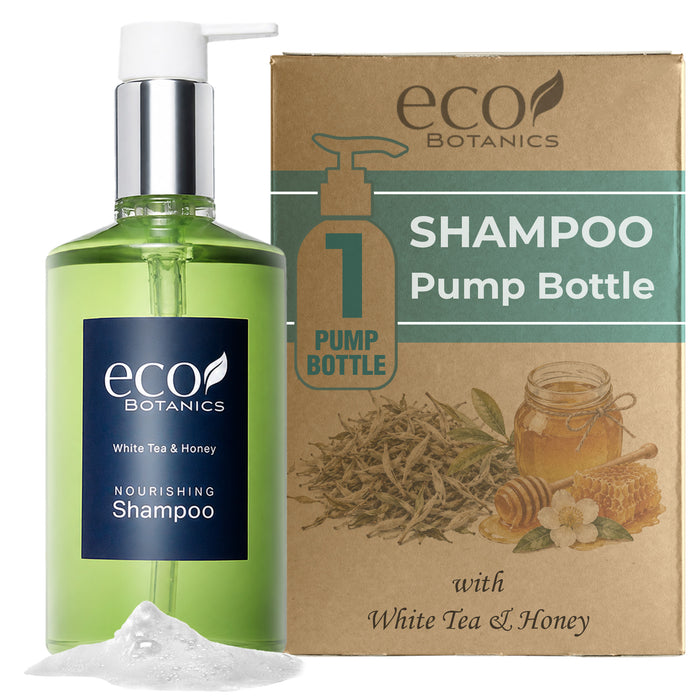 Eco Botanics Shampoo, White Tea & Honey Retail Size Hotel Amenities, 10.14 oz. (Single)