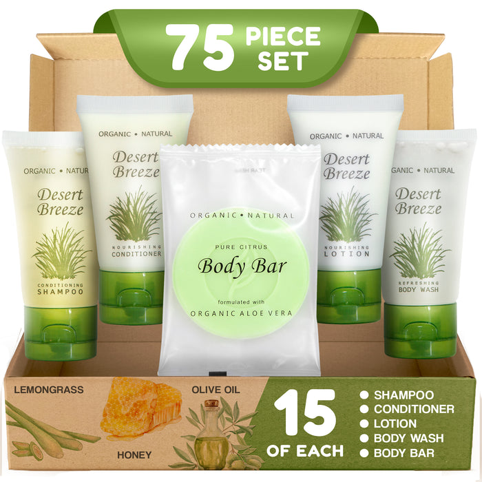 Desert Breeze | 1-Shoppe All-In-Kit | Hotel Size Amenities Set | Hotel / AirBnB / VRBO / Vacation Rental Soap Set | (75 pcs)