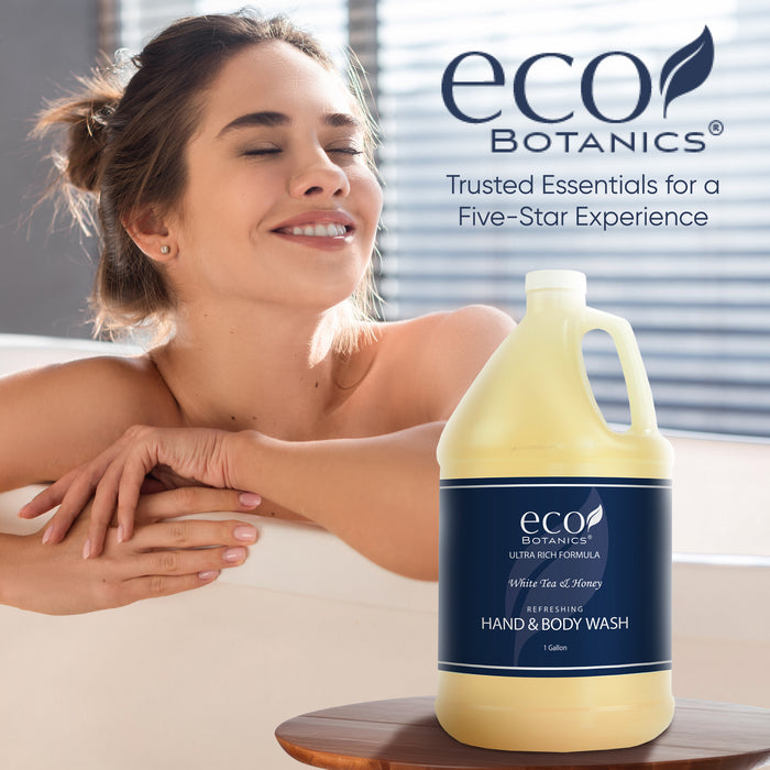 Eco Botanics Hotel Body Wash/Hand Soap | 1 Gallon | Designed to Refill Soap Dispensers (Set of 4)