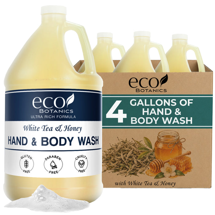 Eco Botanics Hotel Body Wash/Hand Soap | 1 Gallon | Designed to Refill Soap Dispensers (Set of 4)