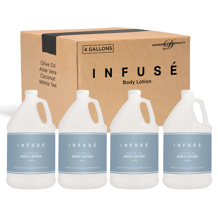 Infuse Hotel Lotion | 1 Gallon | Designed to Refill Soap Dispensers | by Terra Pure (Set of 4)