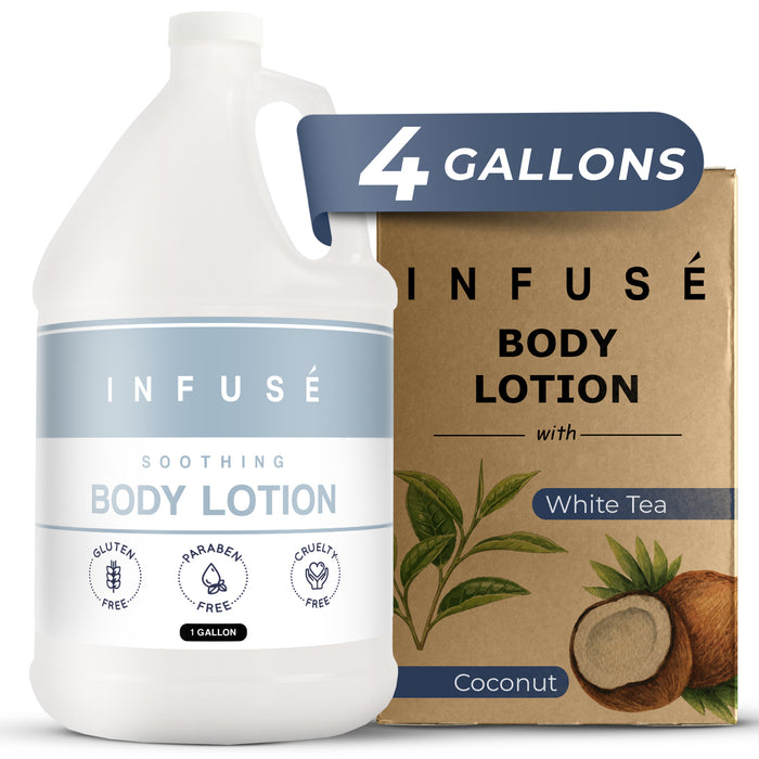 Infuse Hotel Lotion | 1 Gallon | Designed to Refill Soap Dispensers | by Terra Pure (Set of 4)
