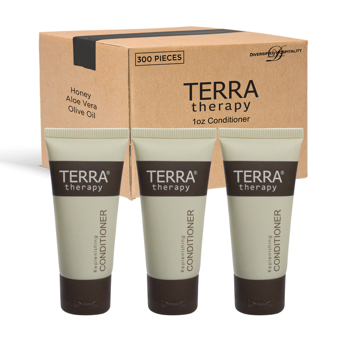 Terra Therapy Conditioner | Amenities for Hotel Motel AirBnB VRBO | Travel Size Hotel Toiletries | 1 oz Flip Cap (Case of 300)