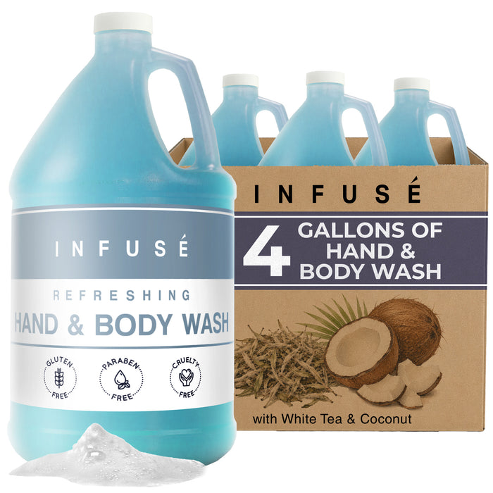 Infuse Hotel Body Wash / Hand Soap | 1 Gallon | Designed to Refill Soap Dispensers (Set of 4)