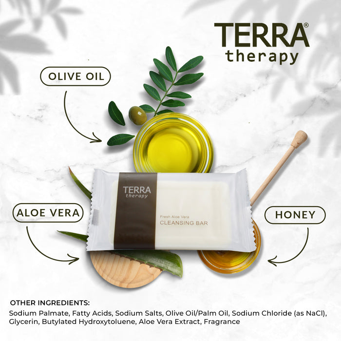 Terra Therapy Sachet Wrapped Cleansing Bar | Amenities for Hotel Motel AirBnB VRBO | Travel Size Hotel Toiletries | 28g/.98 oz (Case of 500)