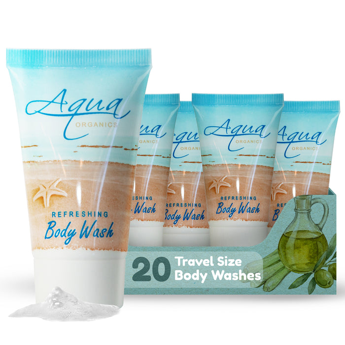 Aqua Organics Body Wash, Travel Size Hotel Amenities, 1 oz (Case of 20)