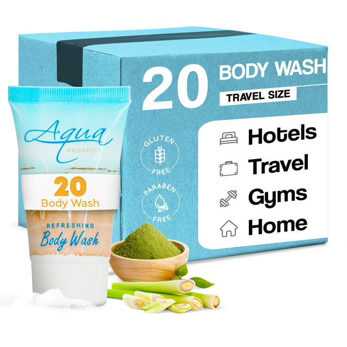 Aqua Organics Body Wash, Travel Size Hotel Amenities, 1 oz (Case of 20)