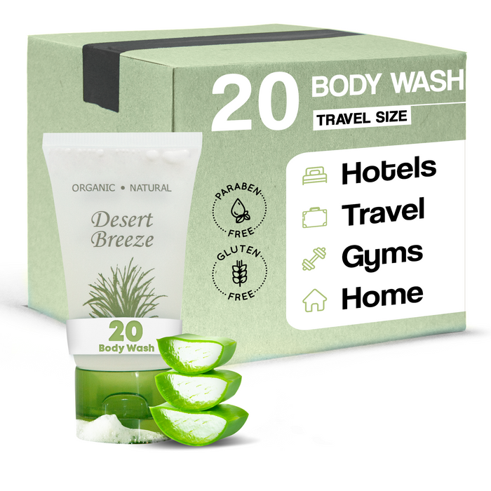 Desert Breeze Body Wash, Travel Size Hotel Toiletries, 1 oz (Case of 20)