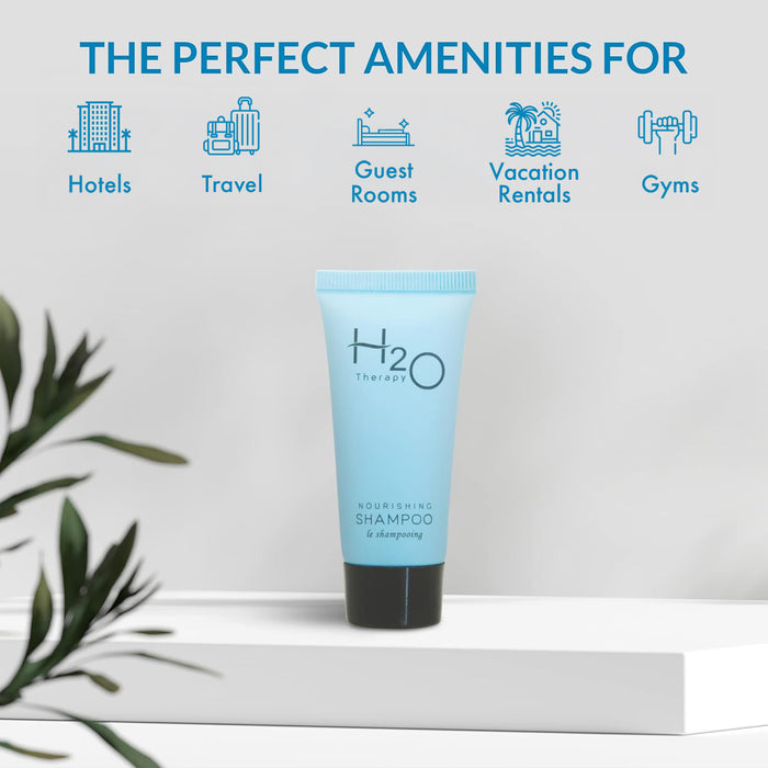 Travel Size Hotel Shampoo 20 Count 0.85 oz Bottles Guest Amenities for Hotels Vacation Rentals and Short Term Rentals Paraben Free Green Tea Scent Infused with Aloe and Olive Oil by H2O Therapy
